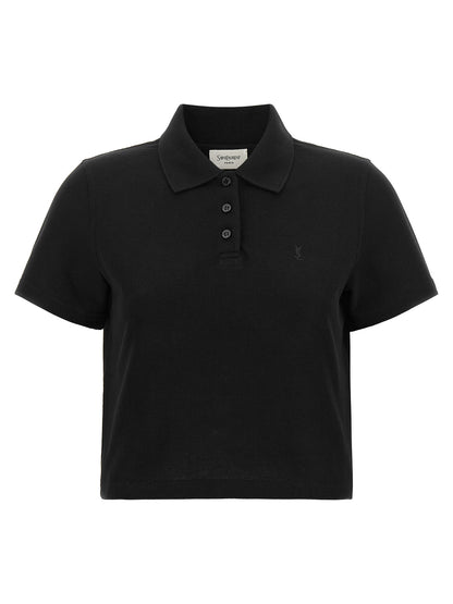 Saint Laurent Cassandre Crop Polo Shirt
