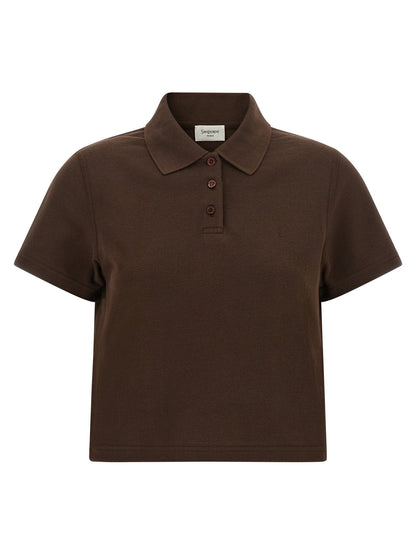 Saint Laurent Cassandre Crop Polo Shirt
