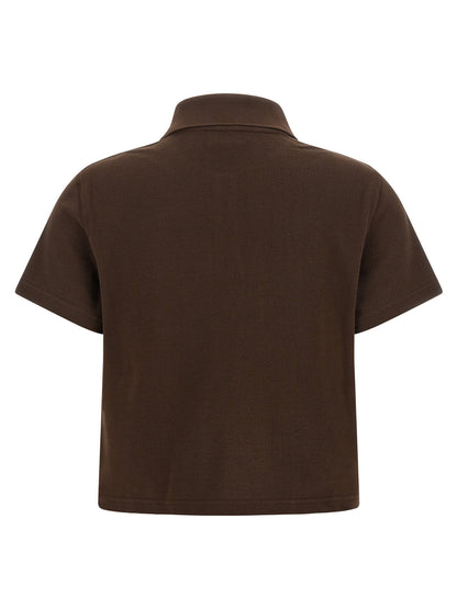 Saint Laurent Cassandre Crop Polo Shirt