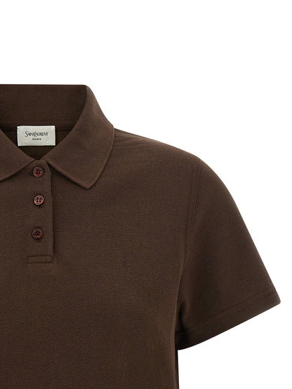 Saint Laurent Cassandre Crop Polo Shirt