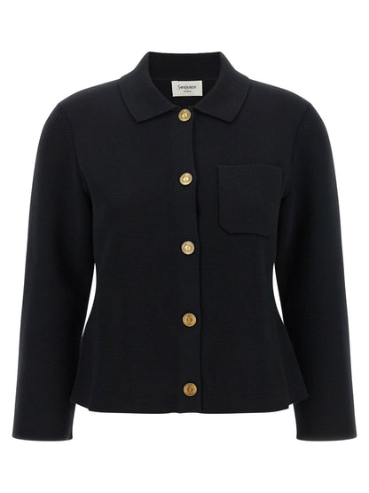 Saint Laurent Cassandre Medallion Cardigan