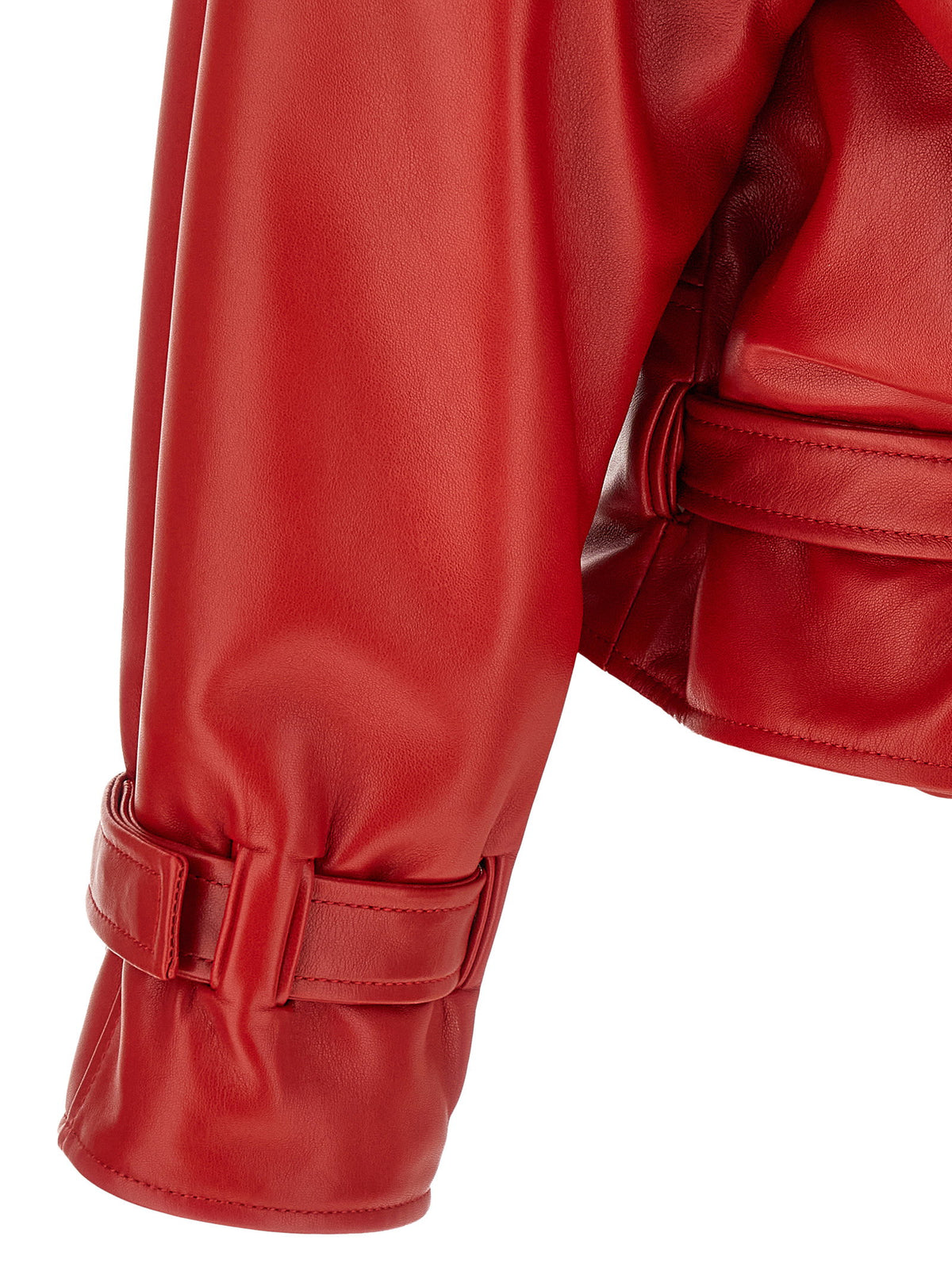 Balenciaga Red Leather Arrotondato Bomber Jacket