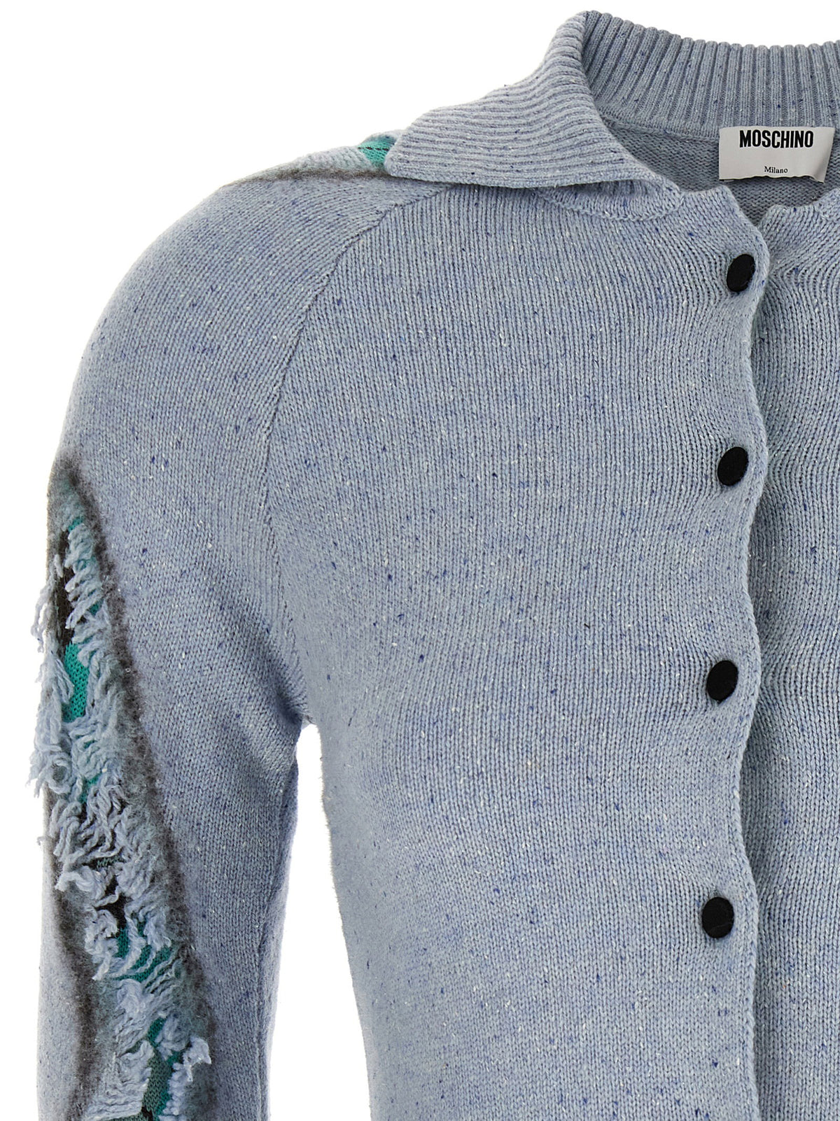 Moschino Distressed Argyle Cardigan