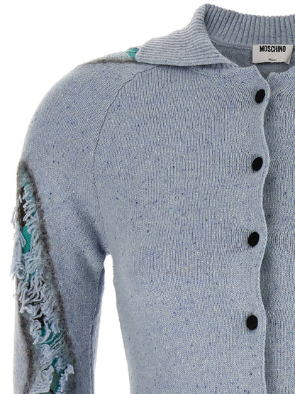 Moschino Distressed Argyle Cardigan