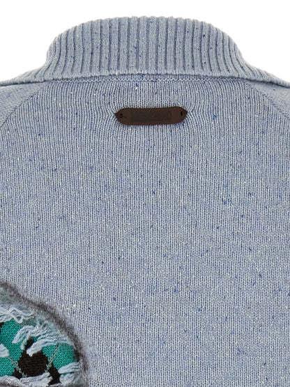 Moschino Distressed Argyle Cardigan