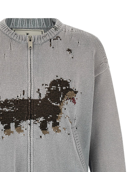 Maison Mihara Yasuhiro Dog Jacquard Knit Cardigan