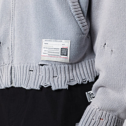 Maison MIHARA YASUHIRO Jacquard cardigan with dachshund in distressed cotton blend