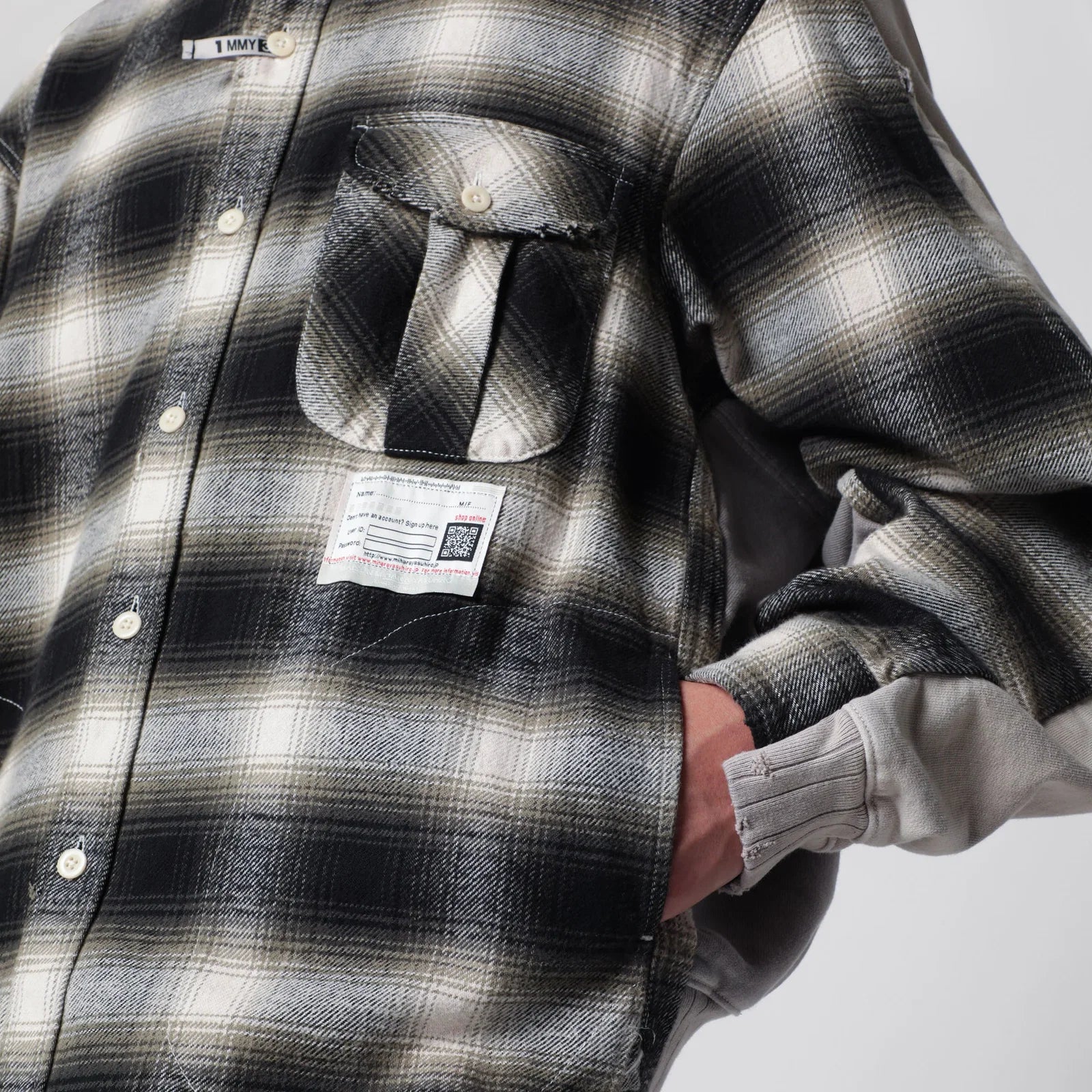 Maison MIHARA YASUHIRO Reversible shirt jacket in black/white French terry