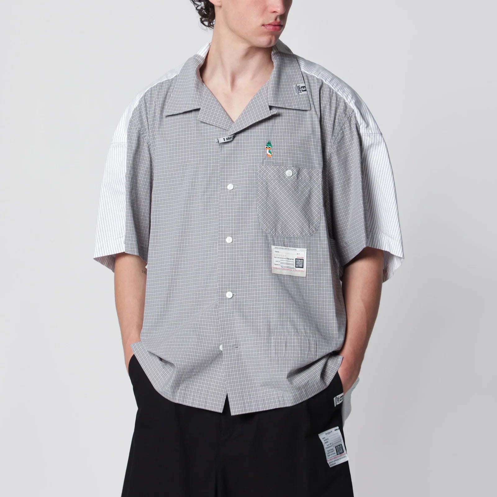 Maison MIHARA YASUHIRO Grey checked cotton layered shirt