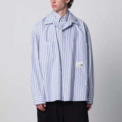 Maison MIHARA YASUHIRO Double-layer cotton shirt in light blue stripes