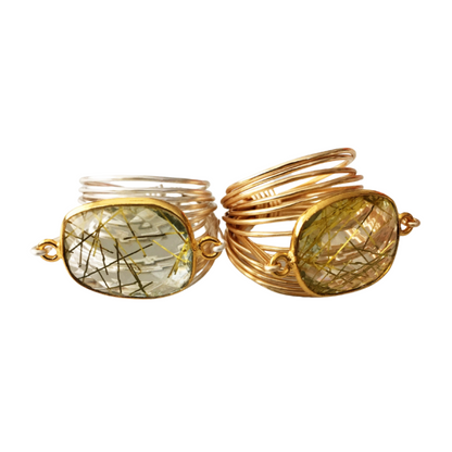 Torrey Ring with Gold Rutilated Quartz