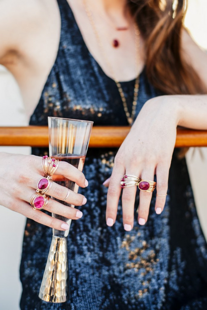 Marcia Wire Wrap Ring with Ruby Swarovski Crystals