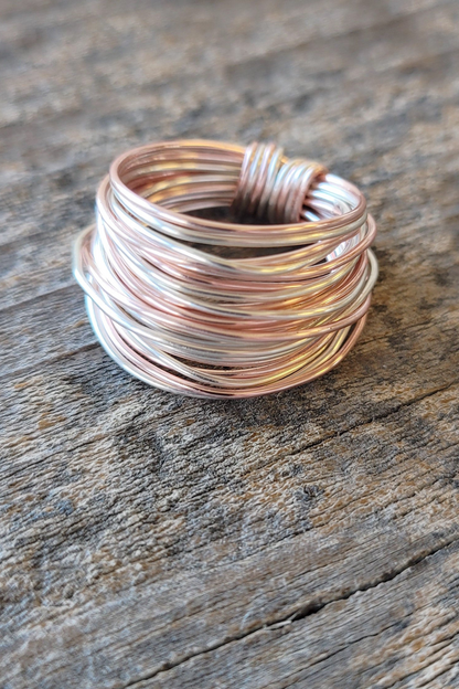 Marcia Wire Wrap Ring in Rose Gold with Silver