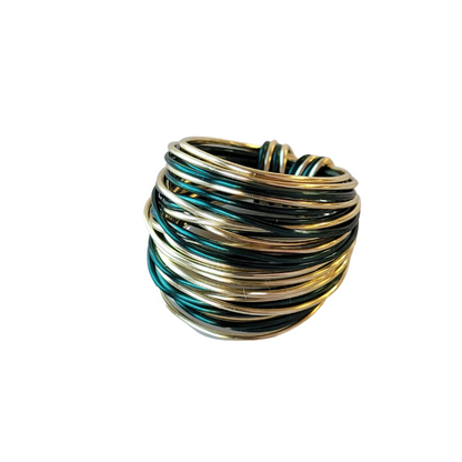 Marcia Wire Wrap Ring in Green and Gold