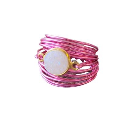 Torrey Ring in Hot Pink with White Druzy