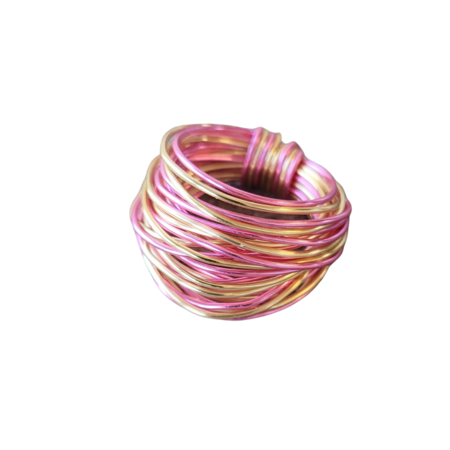 Marcia Wire Wrap Ring in Hot Pink with Gold