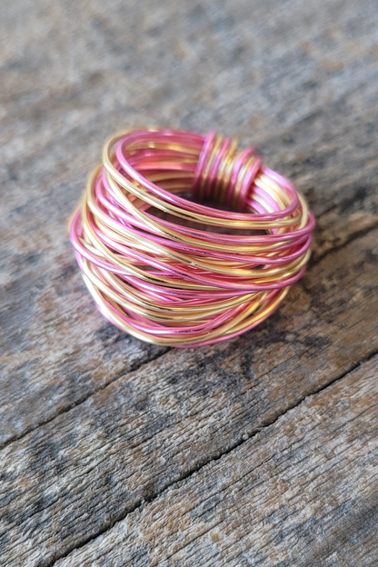 Marcia Wire Wrap Ring in Hot Pink with Gold