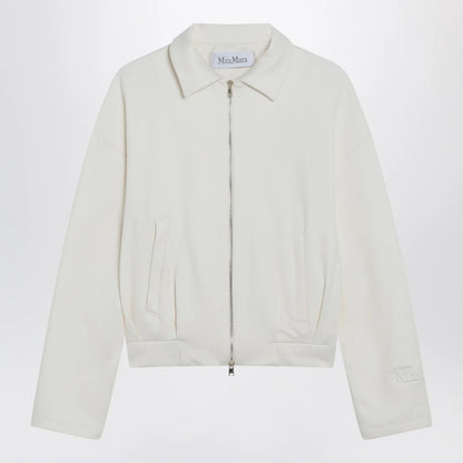 Max Mara White cropped sweatshirt in silk blend