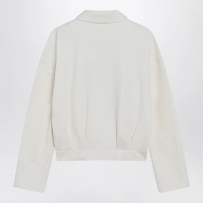 Max Mara White cropped sweatshirt in silk blend