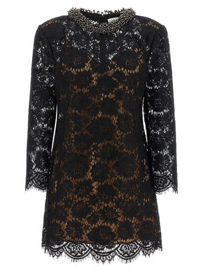 Self-Portrait Lace Dress With Jewel Collar