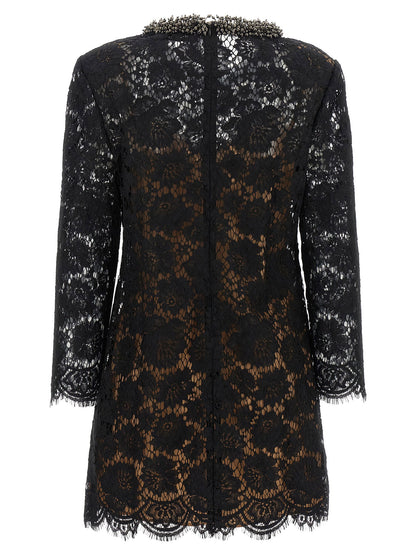 Self-Portrait Lace Dress With Jewel Collar