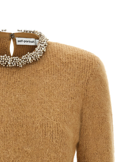 Self-Portrait Sweater With Jewel Embroidery