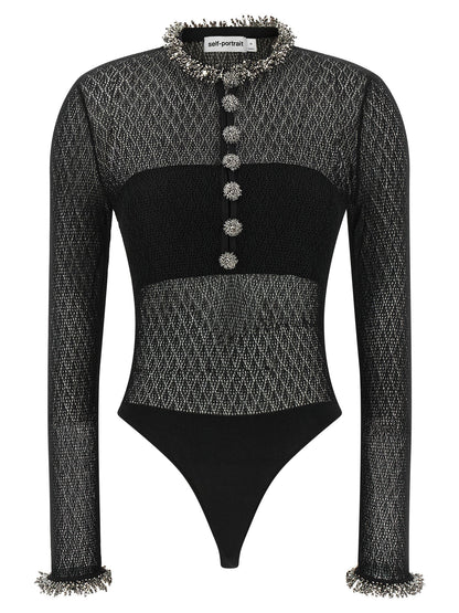 Self-Portrait Openwork Knitted Bodysuit