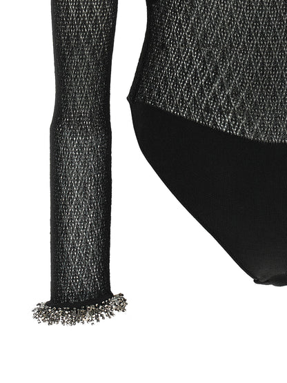 Self-Portrait Openwork Knitted Bodysuit