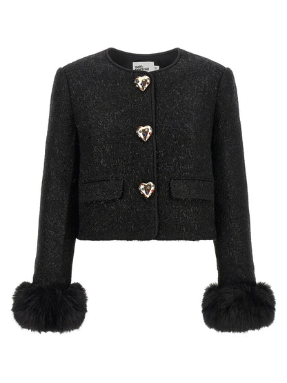Self-Portrait Bouclé Fur Jacket