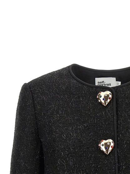 Self-Portrait Bouclé Fur Jacket