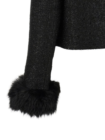 Self-Portrait Bouclé Fur Jacket