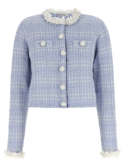 Self-Portrait Check Knit Jacket