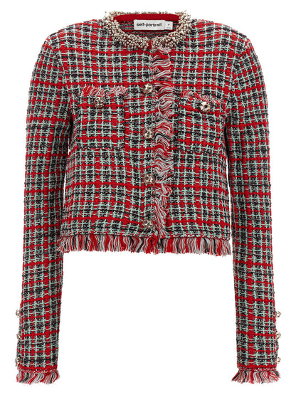 Self-Portrait Fringed Knit Jacket