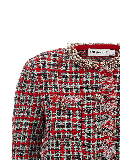 Self-Portrait Fringed Knit Jacket
