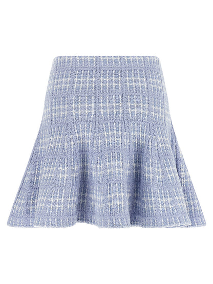 Self-Portrait Check Knit Skirt
