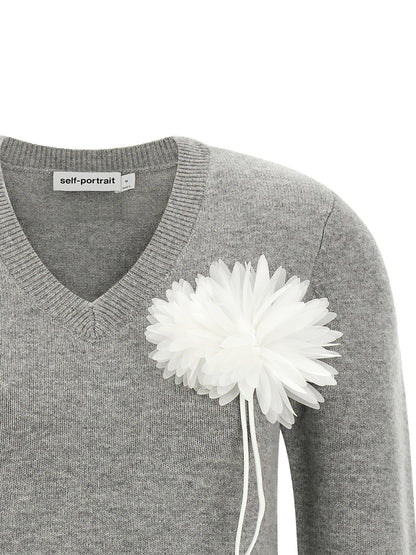 Self-Portrait Fiore Pin Sweater