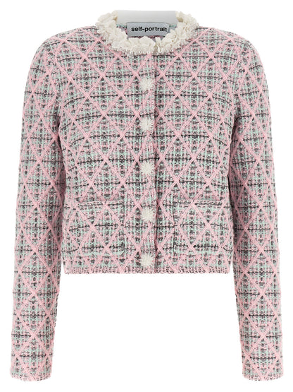 Self-Portrait Floral Collar Cardigan