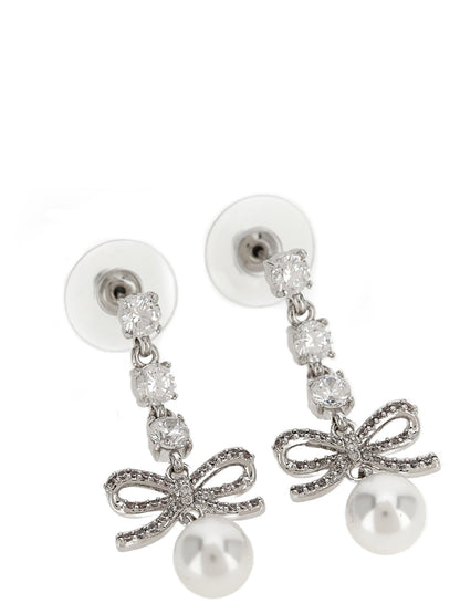 Self-Portrait Bow Crystal Charm Earrings
