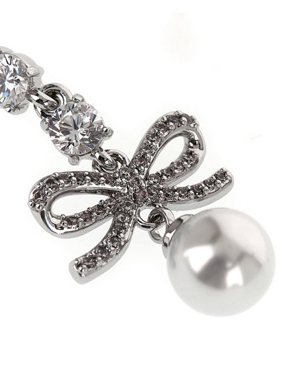 Self-Portrait Bow Crystal Charm Earrings