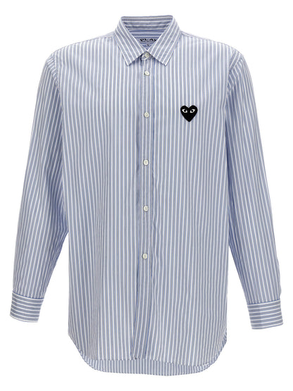 Comme Des Garçons Play Logo Patch Striped Shirt