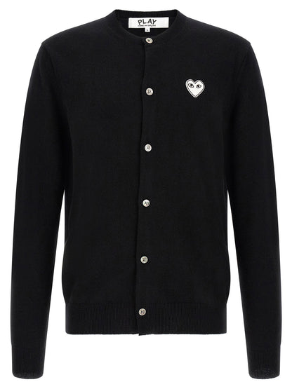 Comme Des Garçons Play Wool Cardigan With Heart Patch