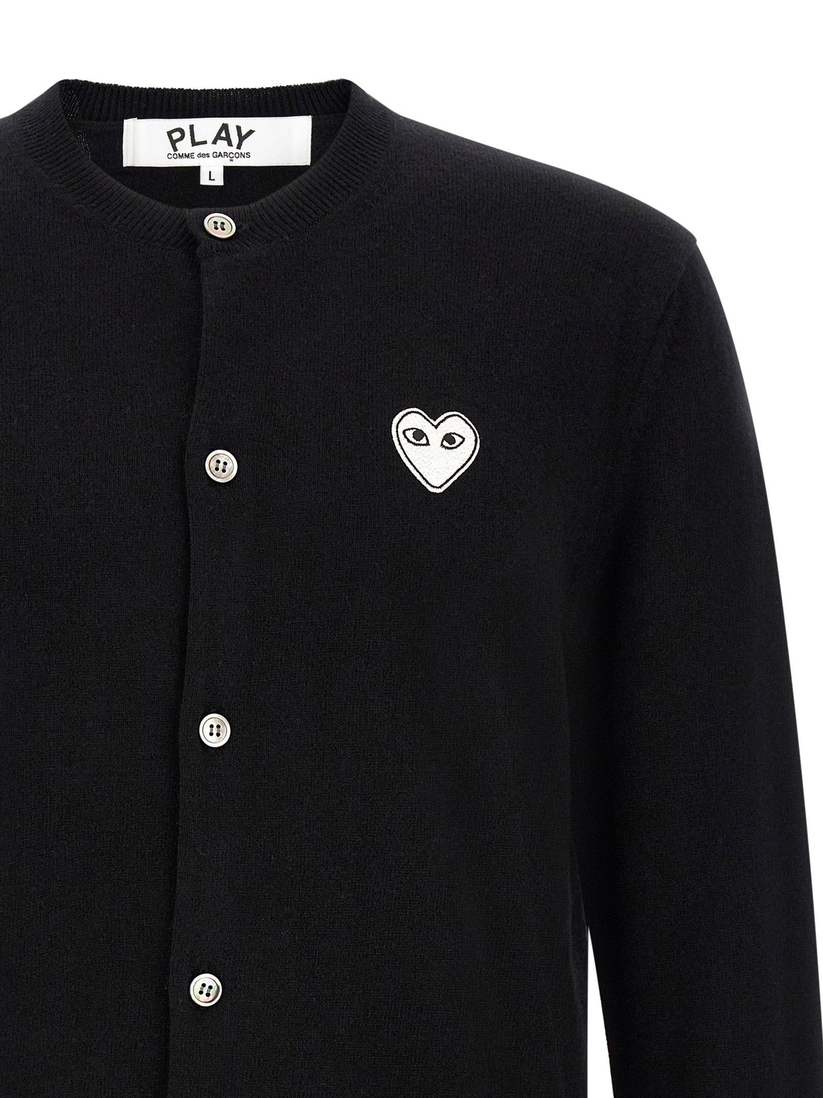 Comme Des Garçons Play Wool Cardigan With Heart Patch