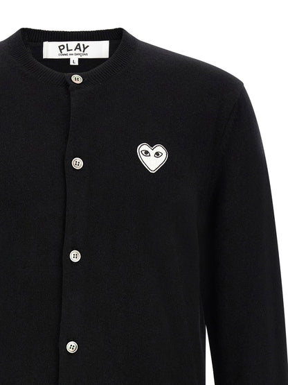 Comme Des Garçons Play Wool Cardigan With Heart Patch
