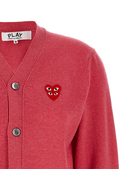 Comme Des Garçons Play Double Red Emblem Cardigan