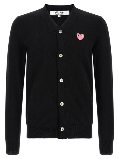 Comme Des Garçons Play Wool Cardigan With Heart Patch