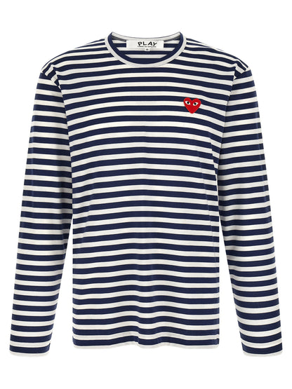 Comme Des Garçons Play Striped T-shirt With Heart Patch