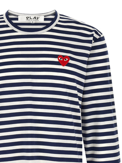 Comme Des Garçons Play Striped T-shirt With Heart Patch