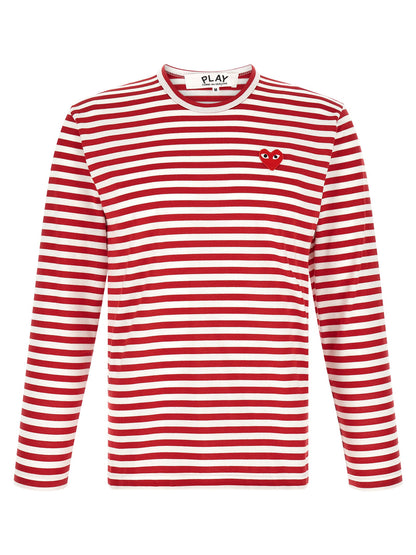 Comme Des Garçons Play Striped T-shirt With Heart Patch