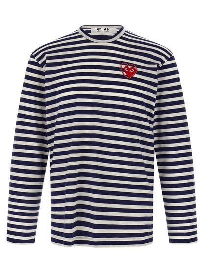 Comme Des Garçons Play Logo Patch Stripes T-shirt