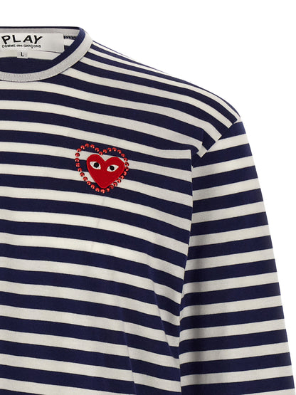 Comme Des Garçons Play Logo Patch Stripes T-shirt